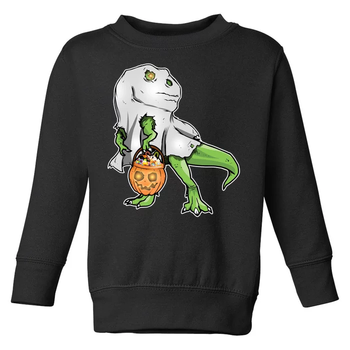 Funny T-Rex Ghost Pumpkin Candy Toddler Sweatshirt