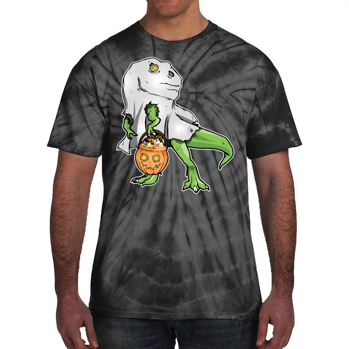 Funny T-Rex Ghost Pumpkin Candy Tie-Dye T-Shirt