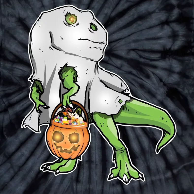 Funny T-Rex Ghost Pumpkin Candy Tie-Dye T-Shirt