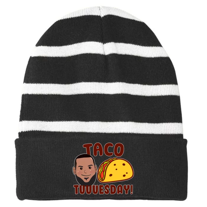 Funny Taco Tuesday Striped Beanie with Solid Band