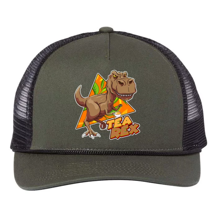 Funny Tea Rex Dinosaur Tea Lover Retro Rope Trucker Hat Cap