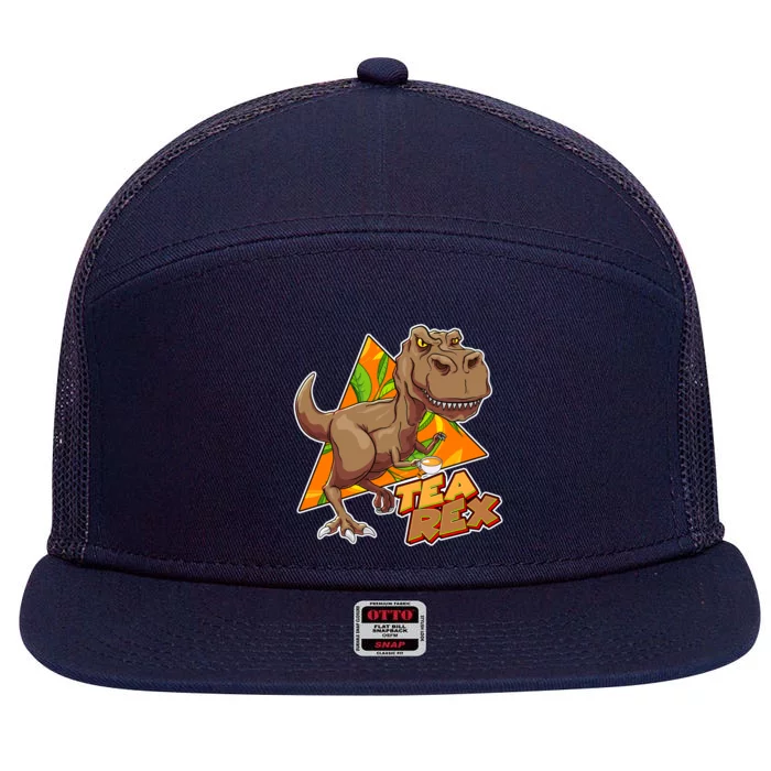 Funny Tea Rex Dinosaur Tea Lover 7 Panel Mesh Trucker Snapback Hat