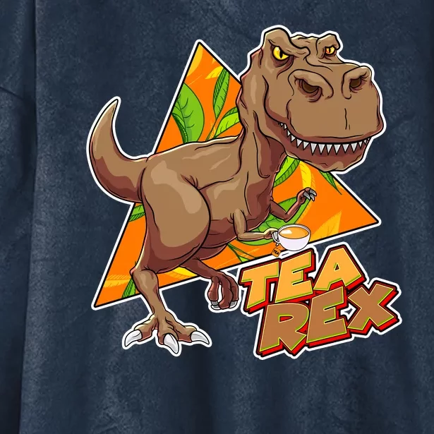 Funny Tea Rex Dinosaur Tea Lover Hooded Wearable Blanket