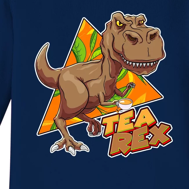 Funny Tea Rex Dinosaur Tea Lover Baby Long Sleeve Bodysuit