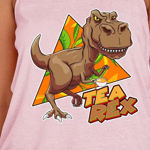 Funny Tea Rex Dinosaur Tea Lover Women's Knotted Racerback Tank