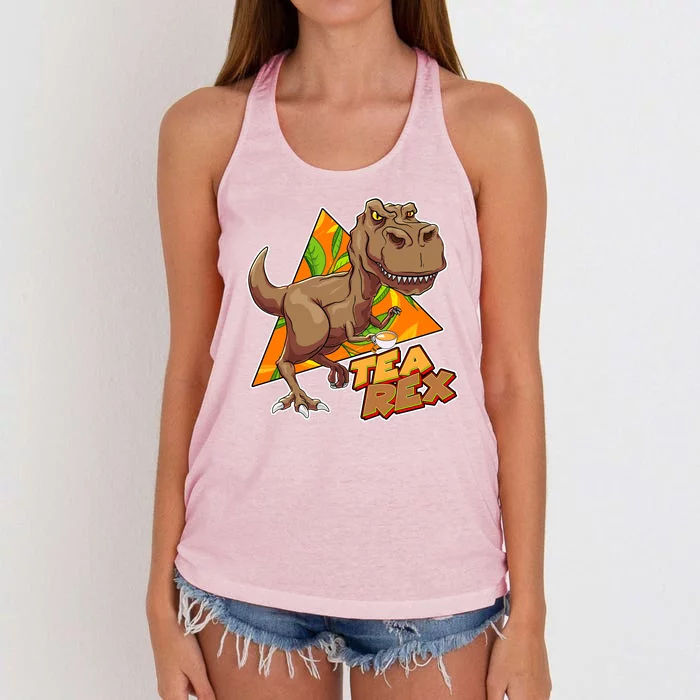 Funny Tea Rex Dinosaur Tea Lover Women's Knotted Racerback Tank