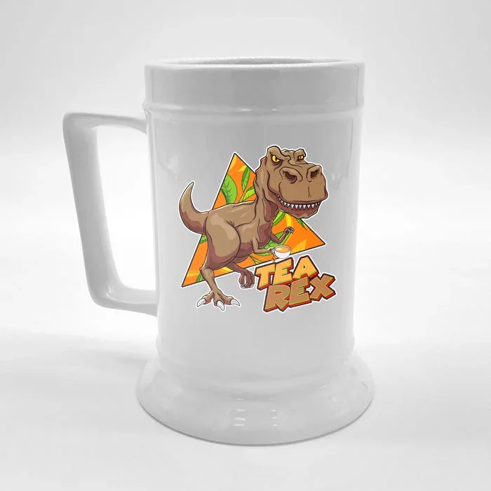 Funny Tea Rex Dinosaur Tea Lover Front & Back Beer Stein