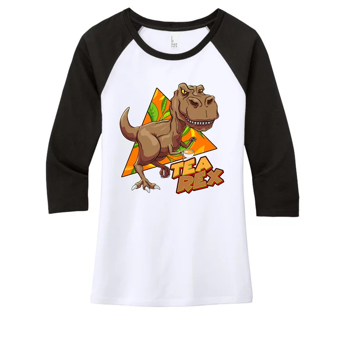 Funny Tea Rex Dinosaur Tea Lover Women's Tri-Blend 3/4-Sleeve Raglan Shirt