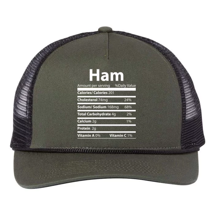 Funny Thanksgiving Christmas Ham Food Nutrition Facts Retro Rope Trucker Hat Cap