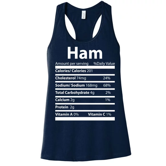 Funny Thanksgiving Christmas Ham Food Nutrition Facts Women's Racerback Tank