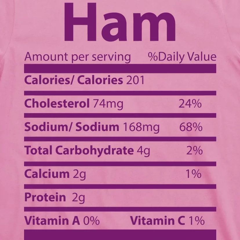 Funny Thanksgiving Christmas Ham Food Nutrition Facts T-Shirt