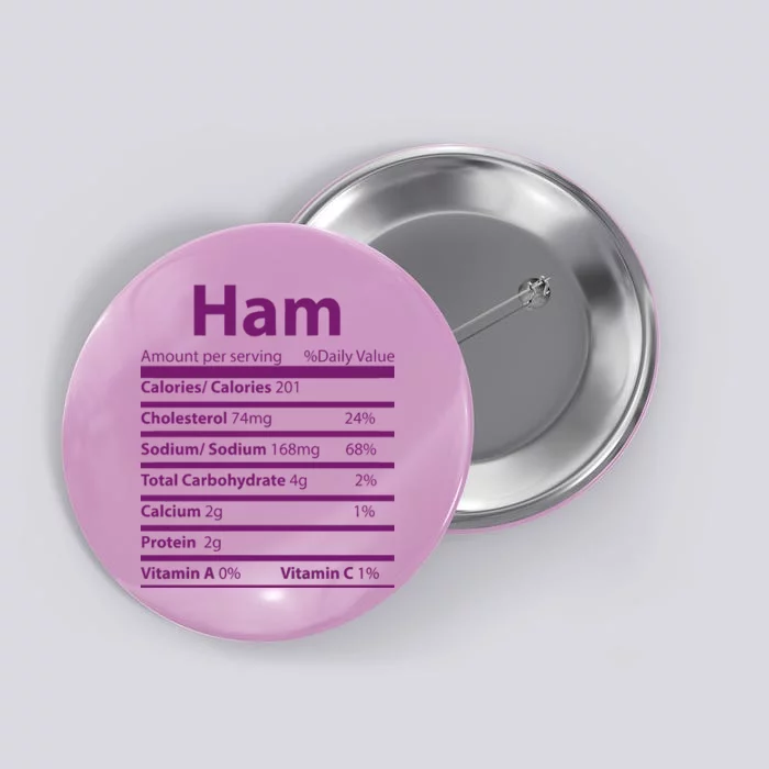 Funny Thanksgiving Christmas Ham Food Nutrition Facts Button