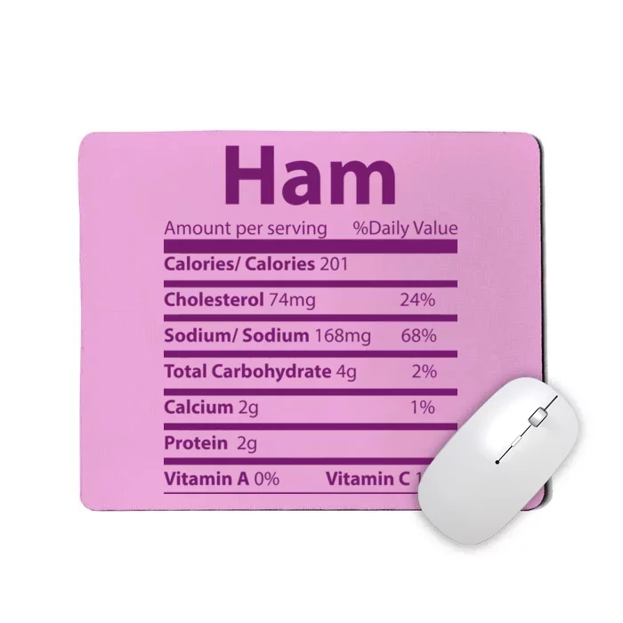 Funny Thanksgiving Christmas Ham Food Nutrition Facts Mousepad