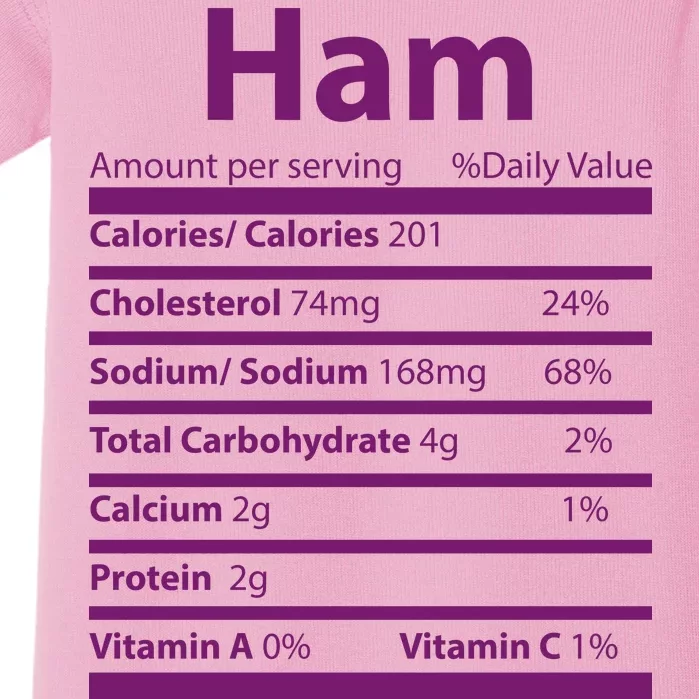 Funny Thanksgiving Christmas Ham Food Nutrition Facts Baby Bodysuit