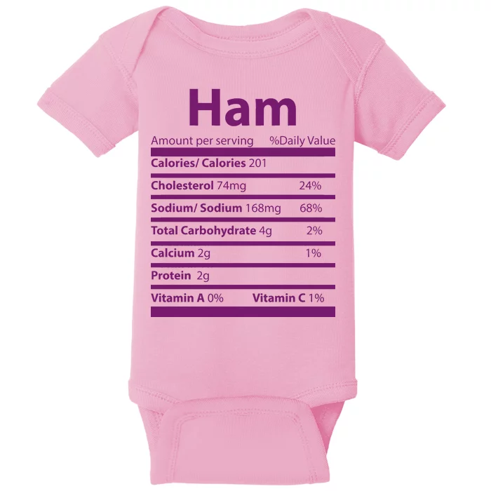 Funny Thanksgiving Christmas Ham Food Nutrition Facts Baby Bodysuit