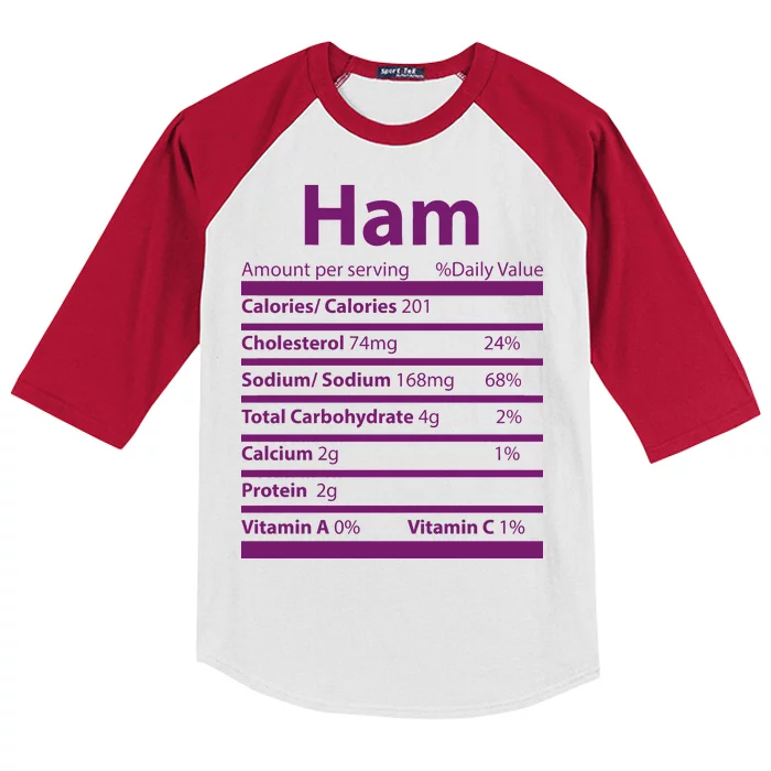 Funny Thanksgiving Christmas Ham Food Nutrition Facts Kids Colorblock Raglan Jersey