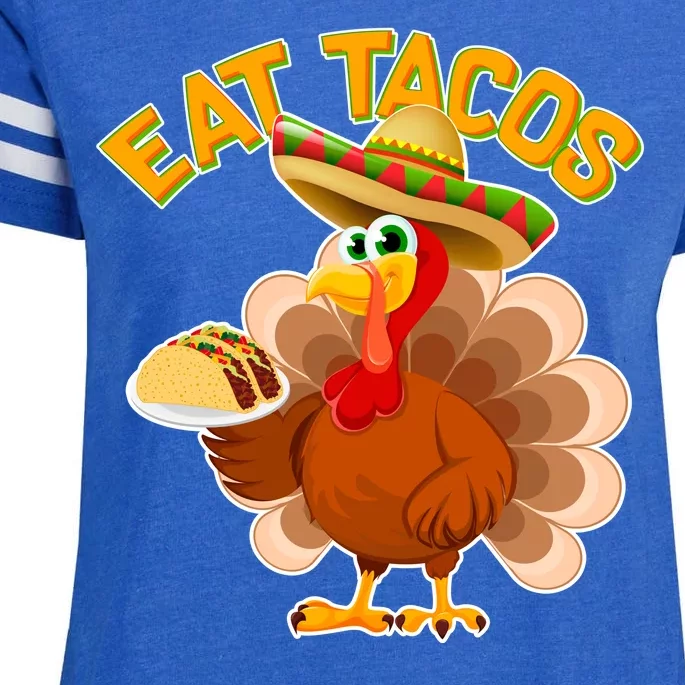 Funny Thanksgiving Eat Tacos Enza Ladies Jersey Football T-Shirt