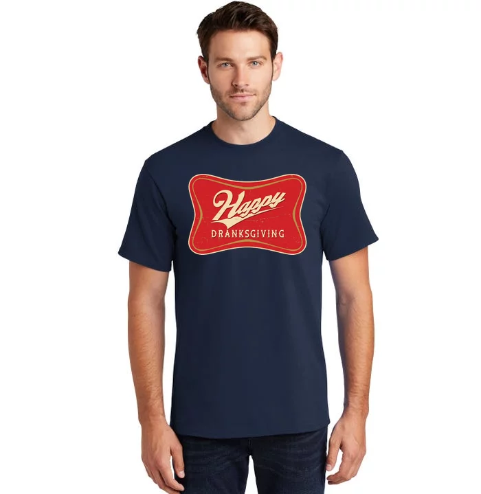 Funny Thanksgiving Happy Dranksgiving Beer Label Tall T-Shirt