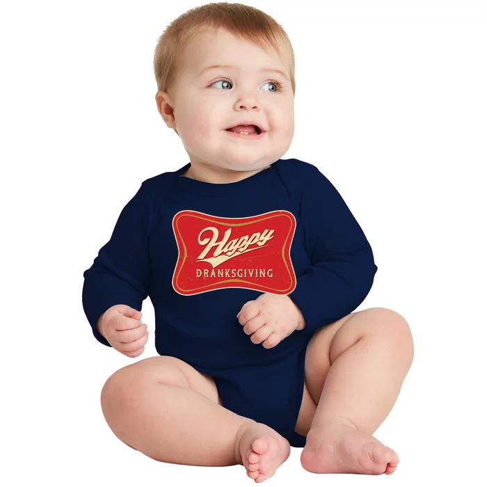 Funny Thanksgiving Happy Dranksgiving Beer Label Baby Long Sleeve Bodysuit