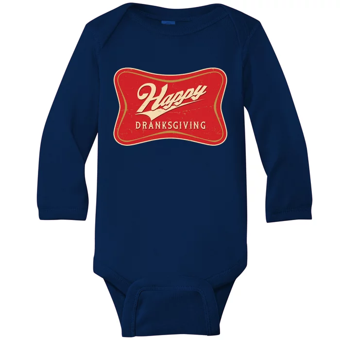 Funny Thanksgiving Happy Dranksgiving Beer Label Baby Long Sleeve Bodysuit