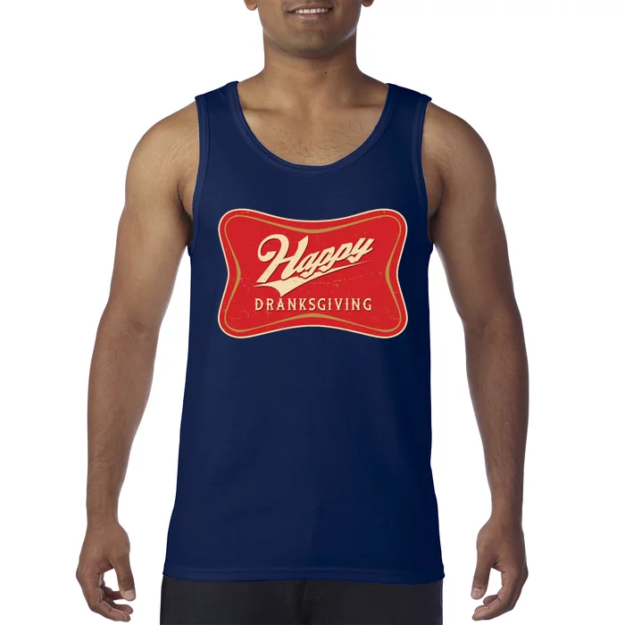 Funny Thanksgiving Happy Dranksgiving Beer Label Tank Top