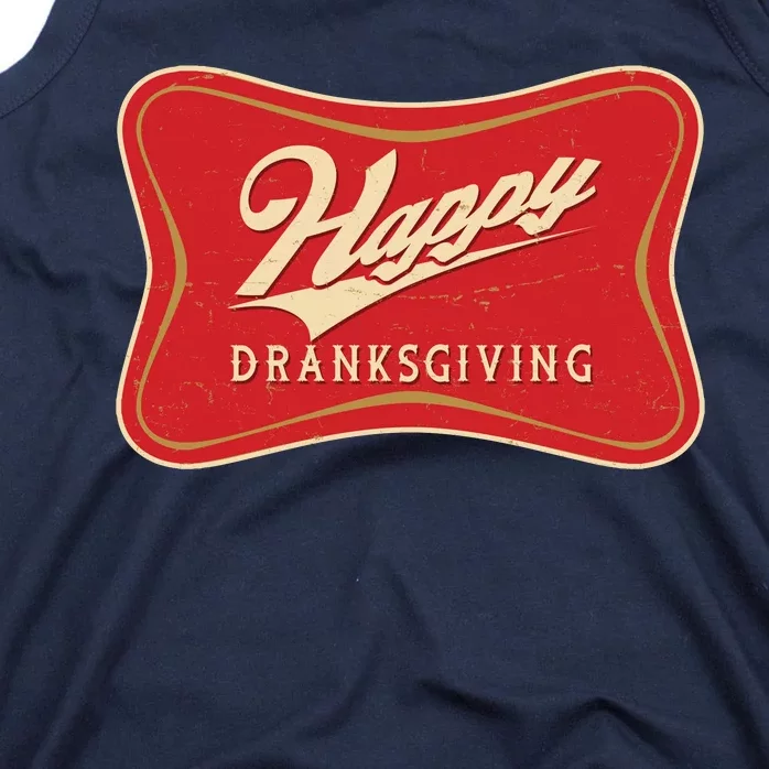 Funny Thanksgiving Happy Dranksgiving Beer Label Tank Top