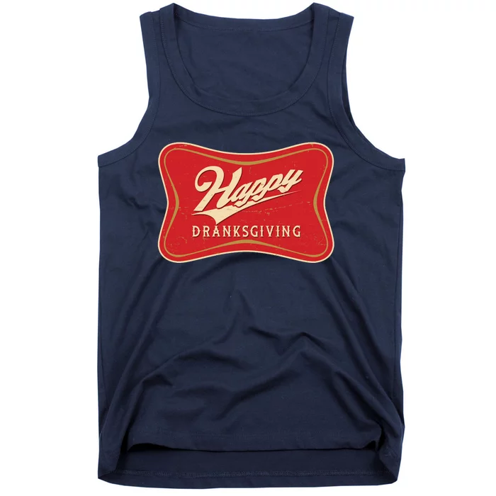 Funny Thanksgiving Happy Dranksgiving Beer Label Tank Top