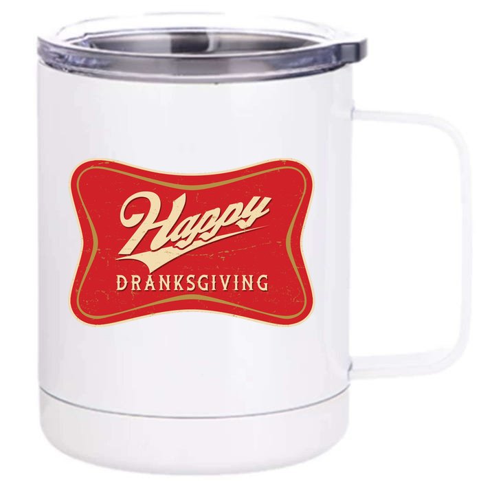 Funny Thanksgiving Happy Dranksgiving Beer Label Front & Back 12oz Stainless Steel Tumbler Cup