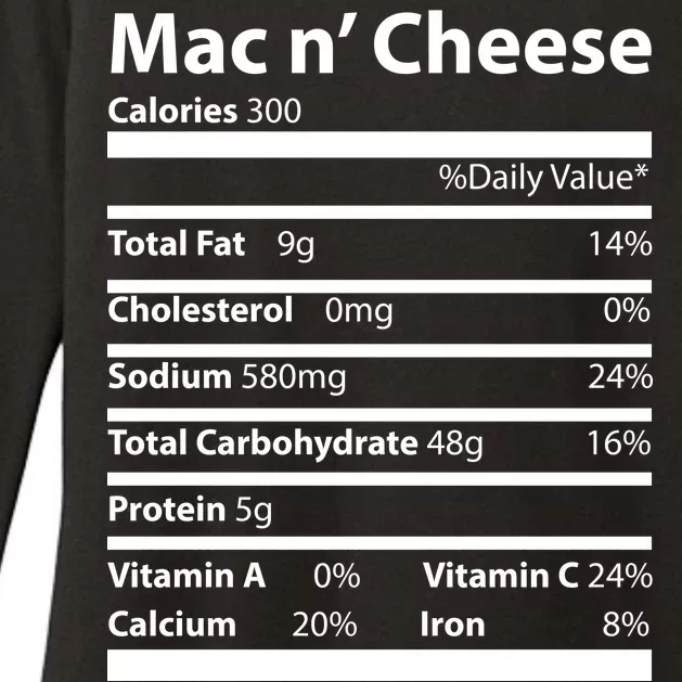 Funny Thanksgiving Mac N Cheese Nutrients Facts Womens CVC Long Sleeve Shirt