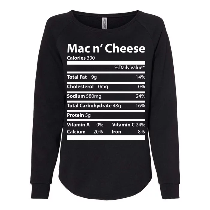 Funny Thanksgiving Mac N Cheese Nutrients Facts Womens California Wash Sweatshirt