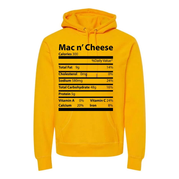 Funny Thanksgiving Mac N Cheese Nutrients Facts Premium Hoodie