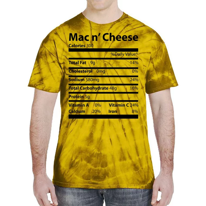 Funny Thanksgiving Mac N Cheese Nutrients Facts Tie-Dye T-Shirt