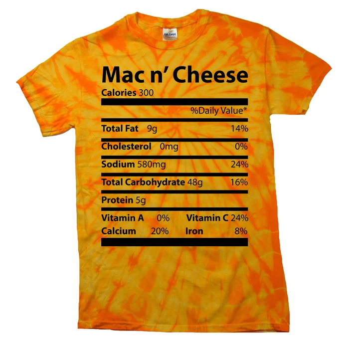 Funny Thanksgiving Mac N Cheese Nutrients Facts Tie-Dye T-Shirt