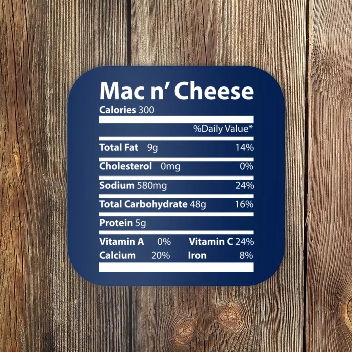 Funny Thanksgiving Mac N Cheese Nutrients Facts Coaster