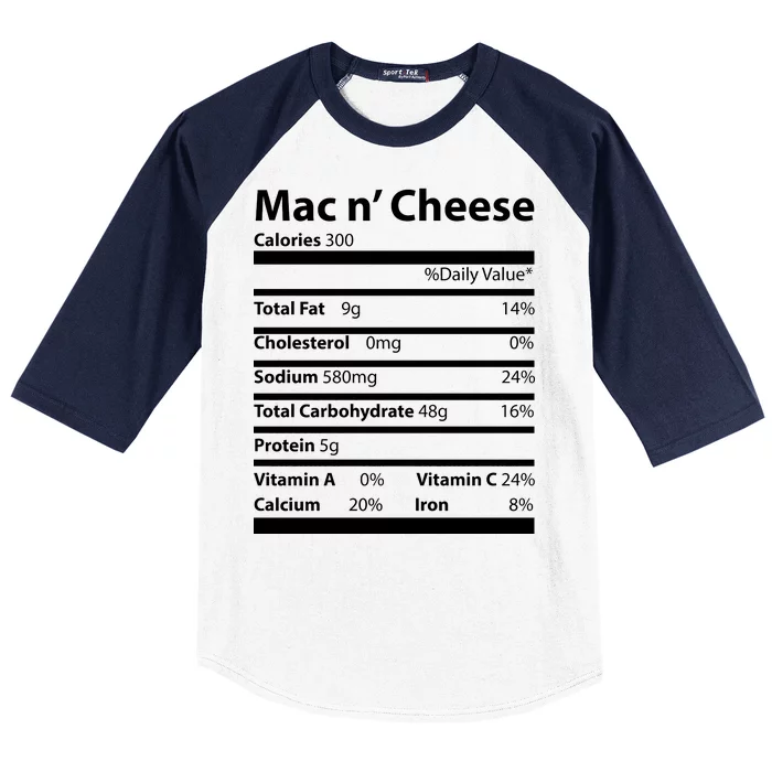 Funny Thanksgiving Mac N Cheese Nutrients Facts Baseball Sleeve Shirt