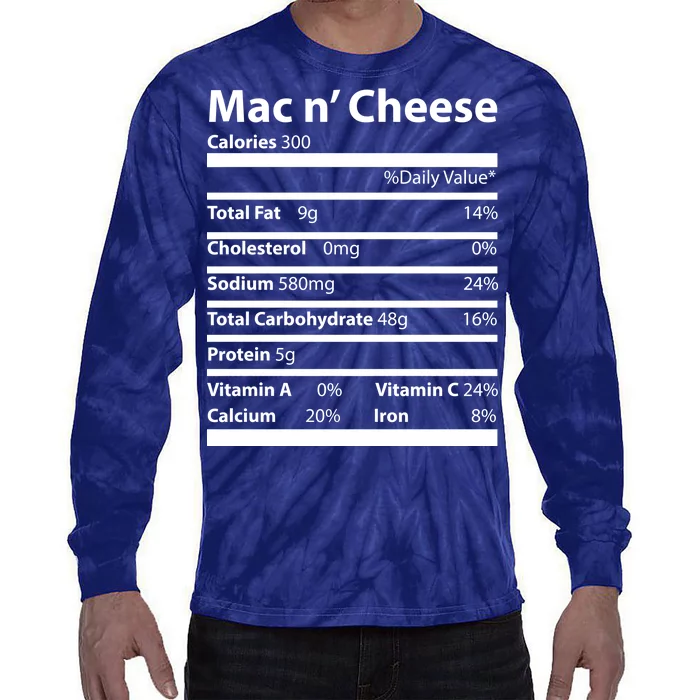 Funny Thanksgiving Mac N Cheese Nutrients Facts Tie-Dye Long Sleeve Shirt