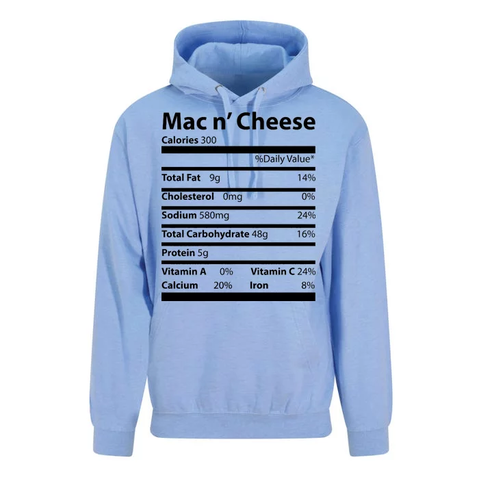 Funny Thanksgiving Mac N Cheese Nutrients Facts Unisex Surf Hoodie