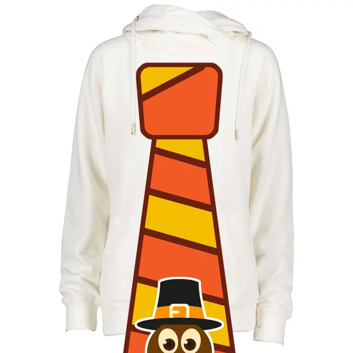 Funny Thanksgiving Tie Turkey Womens Funnel Neck Pullover Hood