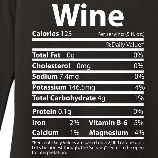 Funny Thanksgiving Wine Nutritional Values Womens CVC Long Sleeve Shirt