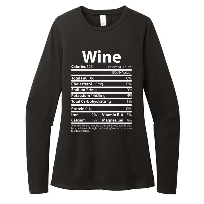 Funny Thanksgiving Wine Nutritional Values Womens CVC Long Sleeve Shirt