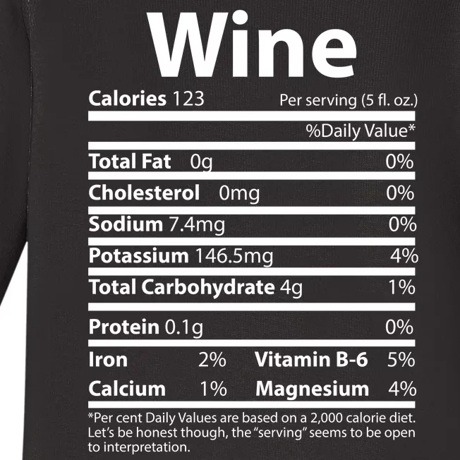 Funny Thanksgiving Wine Nutritional Values Baby Long Sleeve Bodysuit