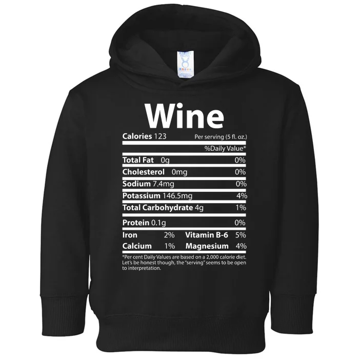 Funny Thanksgiving Wine Nutritional Values Toddler Hoodie