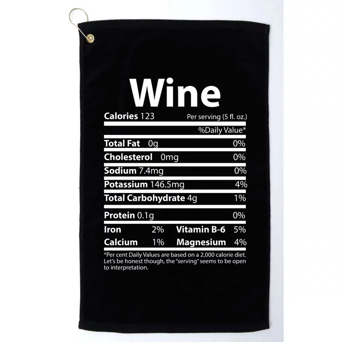 Funny Thanksgiving Wine Nutritional Values Platinum Collection Golf Towel