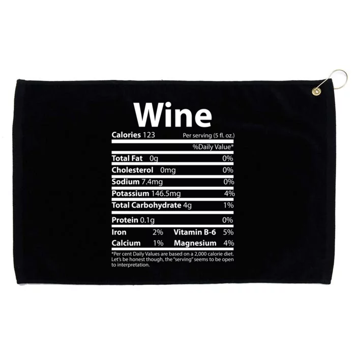 Funny Thanksgiving Wine Nutritional Values Grommeted Golf Towel