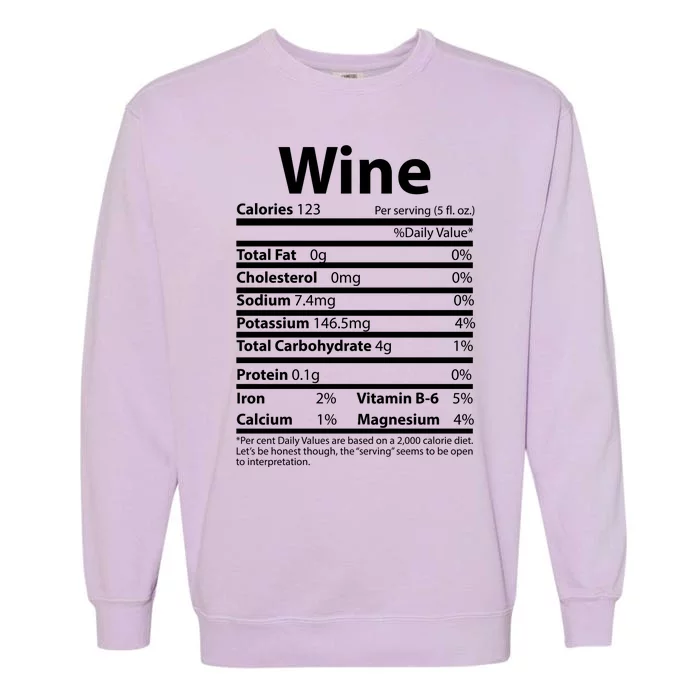 Funny Thanksgiving Wine Nutritional Values Garment-Dyed Sweatshirt