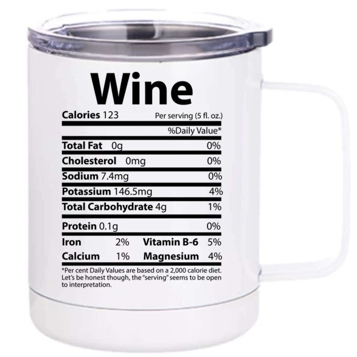 Funny Thanksgiving Wine Nutritional Values Front & Back 12oz Stainless Steel Tumbler Cup