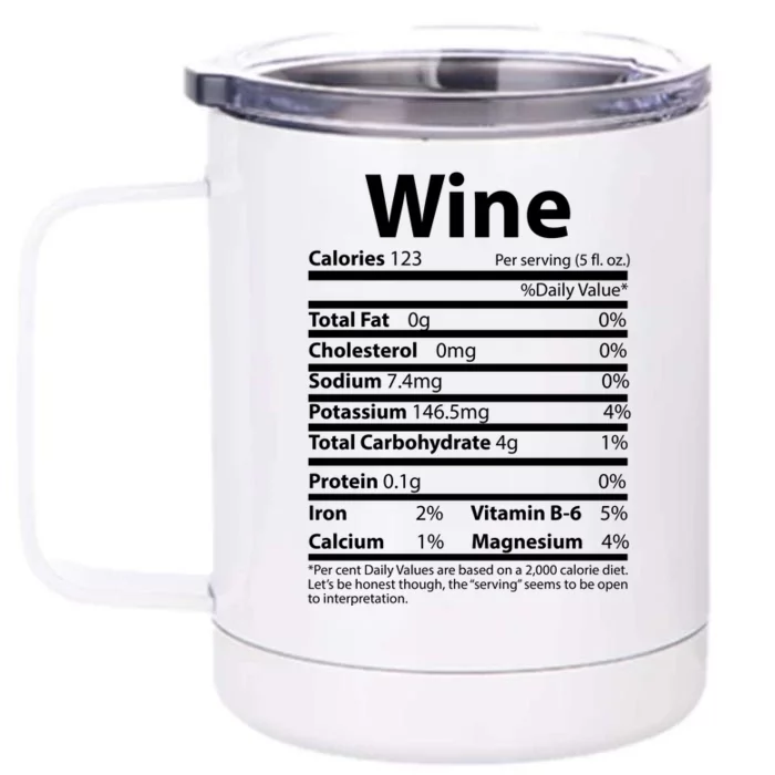 Funny Thanksgiving Wine Nutritional Values Front & Back 12oz Stainless Steel Tumbler Cup