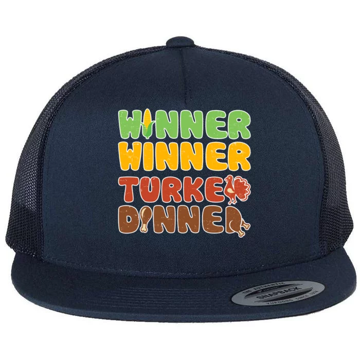 Funny Thanksgiving Winner Winner Turkey Dinner Flat Bill Trucker Hat