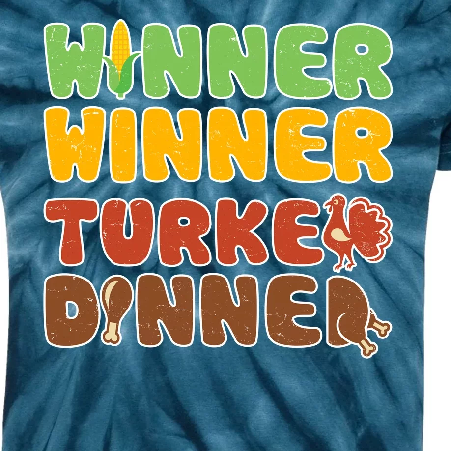 Funny Thanksgiving Winner Winner Turkey Dinner Kids Tie-Dye T-Shirt