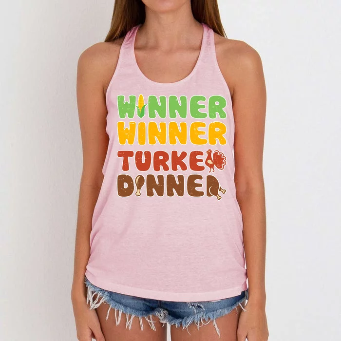 Funny Thanksgiving Winner Winner Turkey Dinner Women's Knotted Racerback Tank